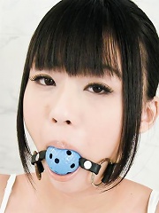 Chika Ishihara Asian tied and with ball in mouth has pussy teased